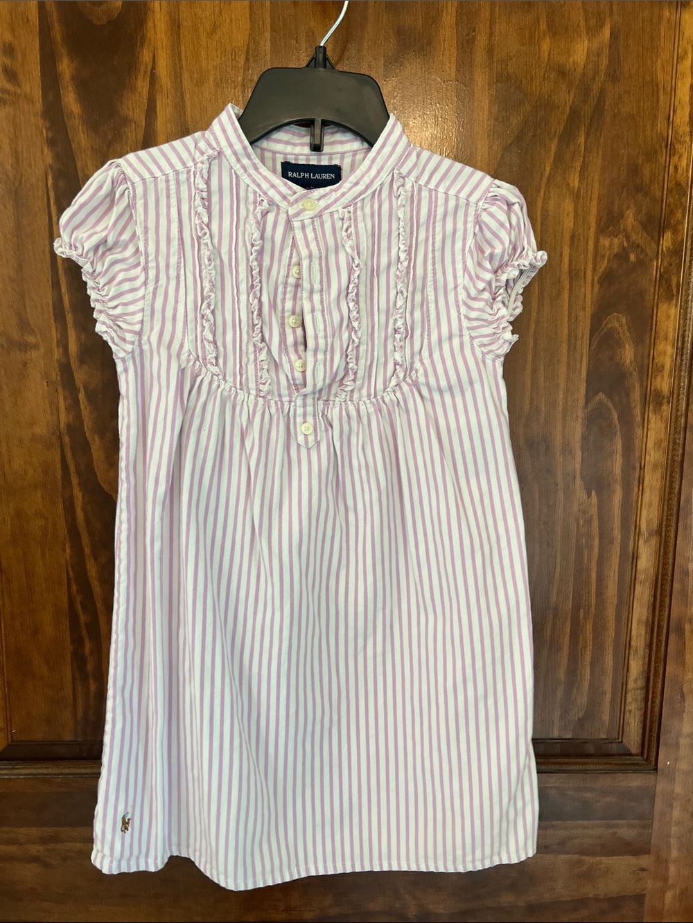 Ralph Lauren White and Light Purple Striped Cotton Dress